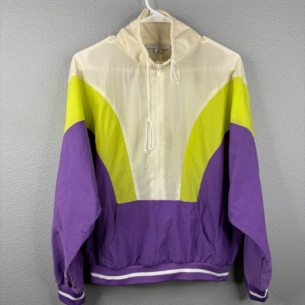 Favlux Fashion Purple and Green Retro Windbreaker